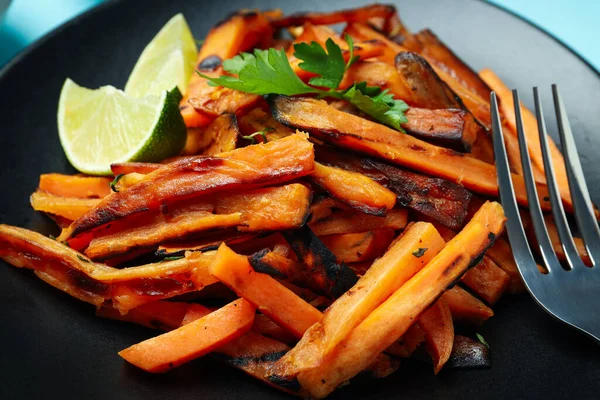 stock image Concept of tasty food, fried sweet potato, close up