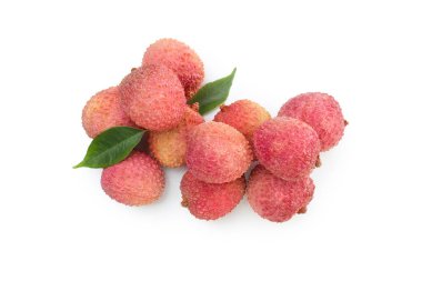Lezzetli ve lezzetli egzotik meyve kavramı - Lychee, beyaz arka planda izole edilmiş