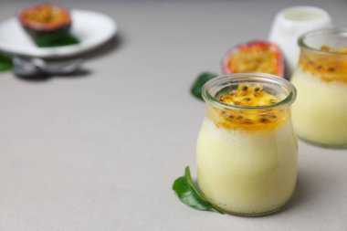 Concept of delicious food - Passion fruit mousse