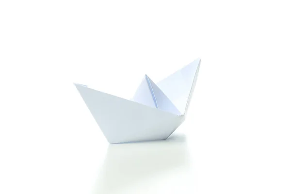 Concept Travel Adventure Paper Boat Isolated White Background — Foto de Stock
