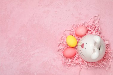 Concept of saving money for easter holidays, space for text