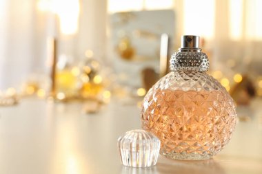 Concept of cosmetic and different female accessories, space for text