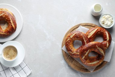 Concept of tasty food - bagel, space for text