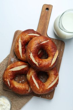 Concept of tasty food - bagel, top view