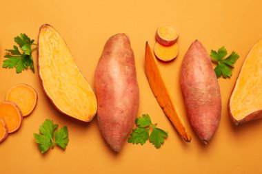 Sebze kavramı, tatlı patates, güzel manzara.