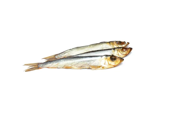 Concept Tasty Food Smoked Fish Isolated White Background — Stock Photo, Image