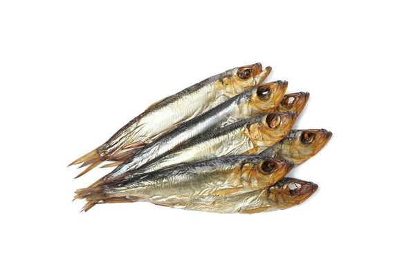 Concept Tasty Food Smoked Fish Isolated White Background — Stock Photo, Image