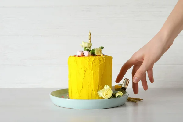 Concept Happy Birthday Happy Birthday Cake — Stock Photo, Image