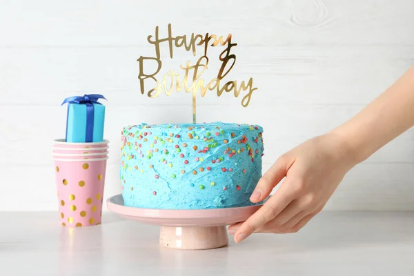 Concept Happy Birthday Happy Birthday Cake — Stockfoto