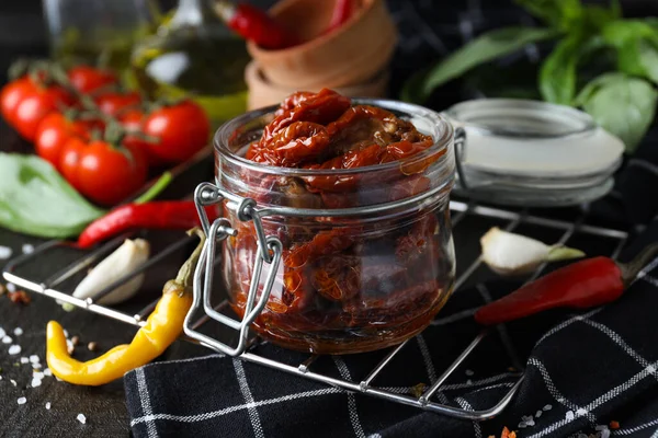 Concept Tasty Food Delicious Dried Tomato — Fotografia de Stock