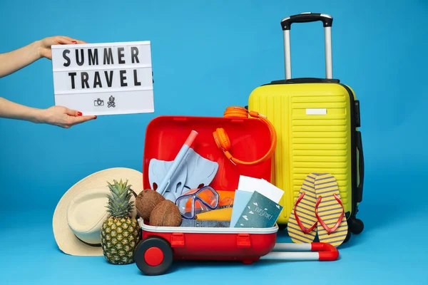 Mala Bagagem Bagagem Para Viagens Verão Férias — Fotografia de Stock
