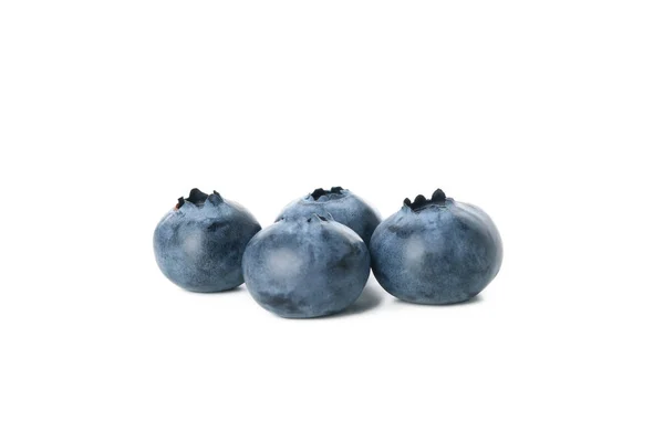 四个新鲜蓝莓在白色背景上分离 — 图库照片