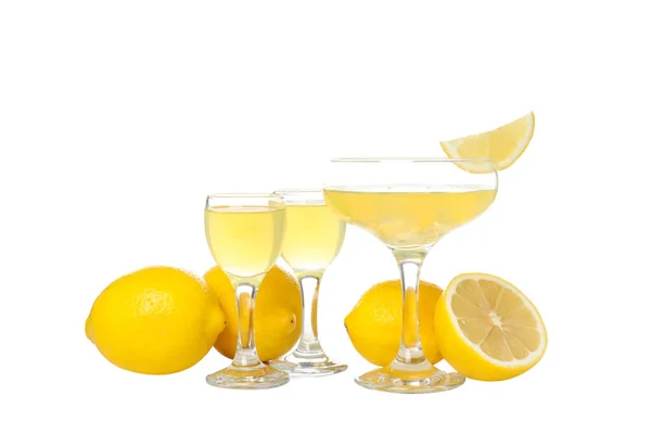 Limoncello Італійський Лимонний Лікер Ізольований Білому Тлі — стокове фото