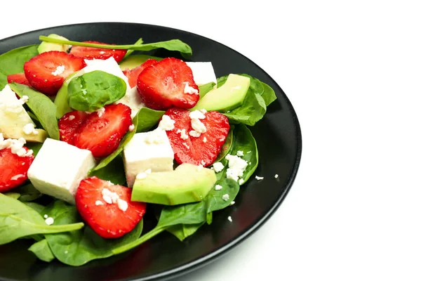 Plate Salad Strawberry Isolated White Background — Stock fotografie