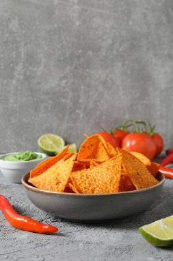 Lezzetli abur cubur kavramı, mısır cipsi, metin için alan