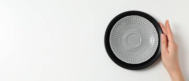 Boş tabak, minimal ve minimalizm konsepti için kompozisyon
