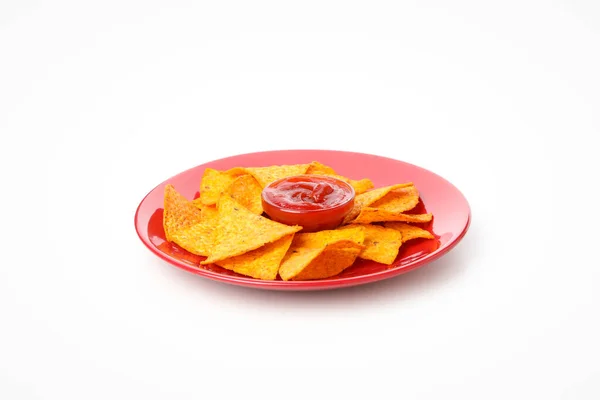 Concepto Sabrosos Snacks Chips Maíz Aislados Sobre Fondo Blanco —  Fotos de Stock