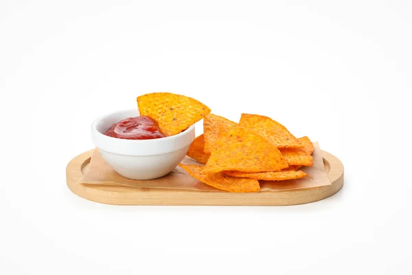 Concepto Sabrosos Snacks Chips Maíz Aislados Sobre Fondo Blanco —  Fotos de Stock
