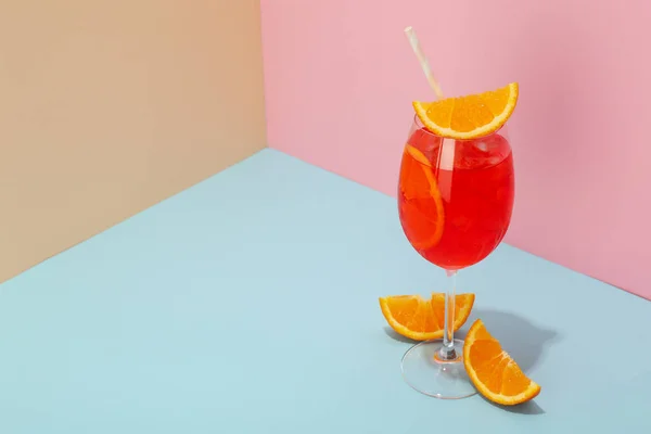Aperol Spritz Delicious Summer Cocktail Space Text — Zdjęcie stockowe