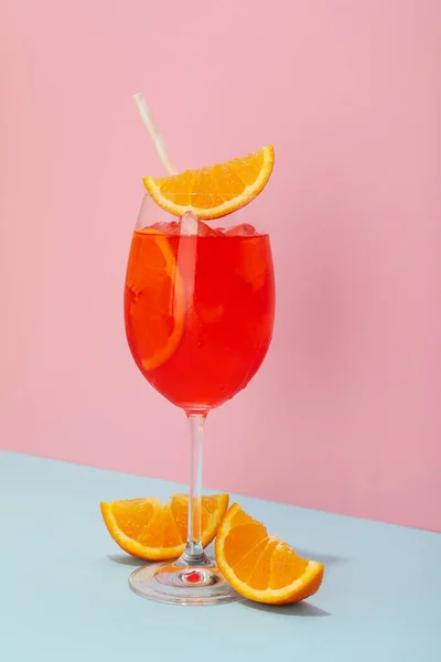 Glass Aperol Spritz Delicious Summer Cocktail — Stock Photo, Image