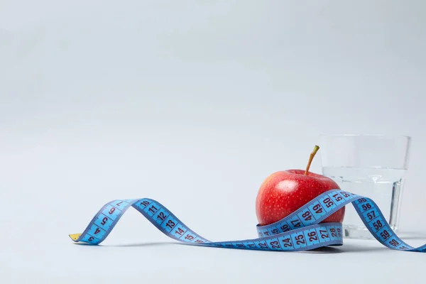 Diet Weight Loss Healthy Lifestyle Composition Measuring Tape Space Text — Stock Photo, Image