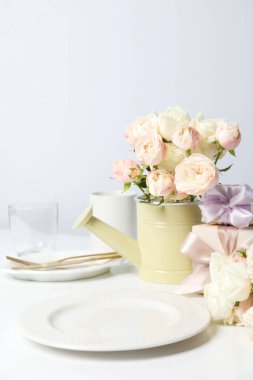 Concept of spring season beautiful table setting