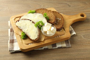 Concept of breakfast, eat food with butter