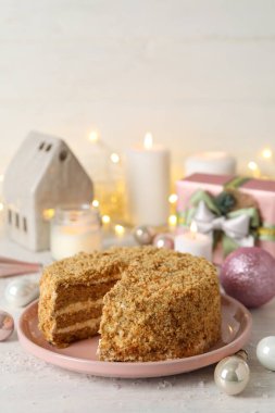 Concept of delicious sweet food - honey cake