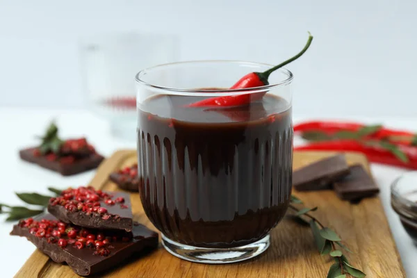 stock image Concept of delicious food - chocolate with pepper and hot chocolate with pepper