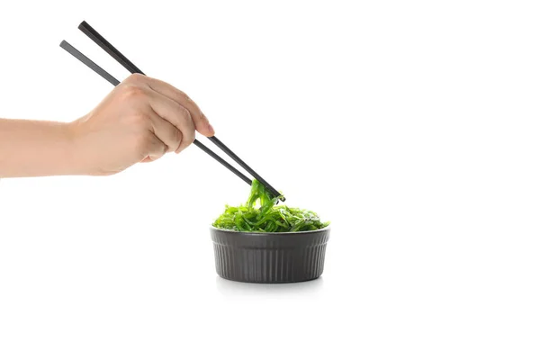 Conceito Cozinha Japonesa Salada Chuka Isolada Sobre Fundo Branco — Fotografia de Stock