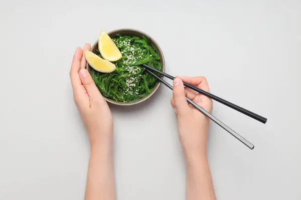 Concept Japanese Cuisine Chuka Salad Top View — Zdjęcie stockowe