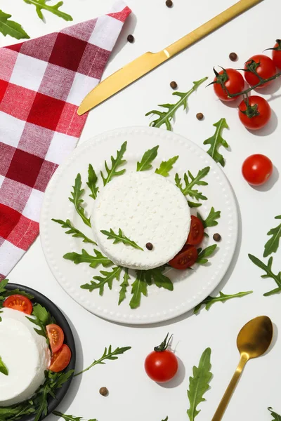 Concept Tasty Dairy Product Ricotta Cheese Top View — Foto Stock