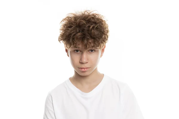 Attractive Boy Teenager Isolated White Background — Stock Photo, Image
