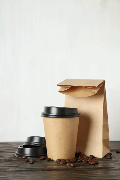 stock image Blank paper cups, composition for delivery and take away concept, space for text