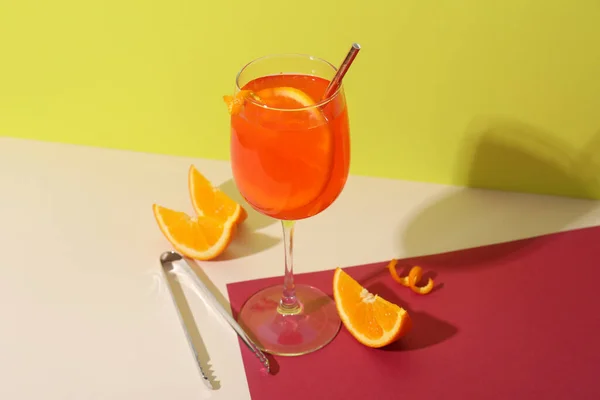 Concetto Delizioso Cocktail Gustoso Aperol Spritz — Foto Stock