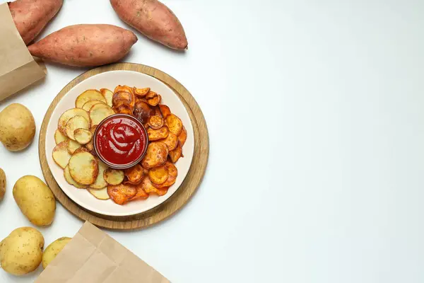 Концепція Смачної Їжі Смажена Солодка Картопля Місце Тексту — стокове фото