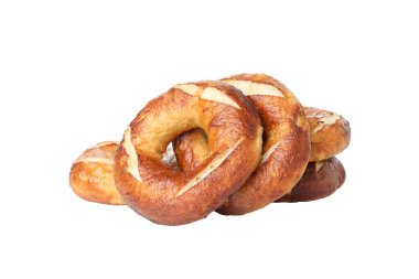 Lezzetli fırın kavramı - simit, beyaz arka planda izole edilmiş