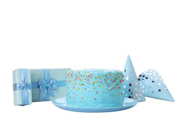 Concept of Happy Birthday, Happy Birthday cake, isolated on white background