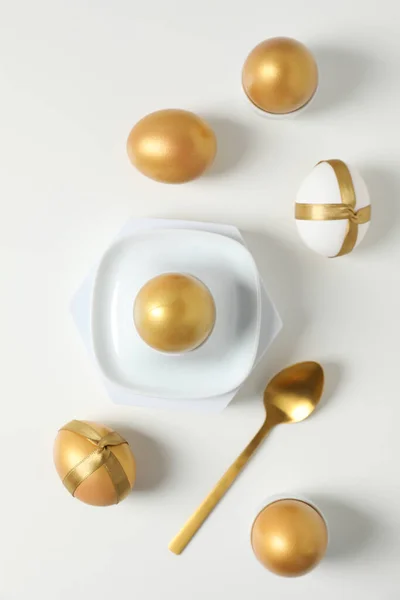 stock image Concept of Richness, golden eggs, top view