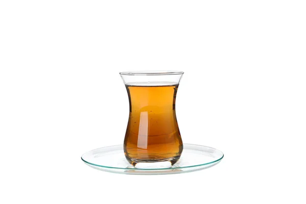Concept Traditional Turkish Brewed Hot Drink Tea Isolated White Background — Foto de Stock