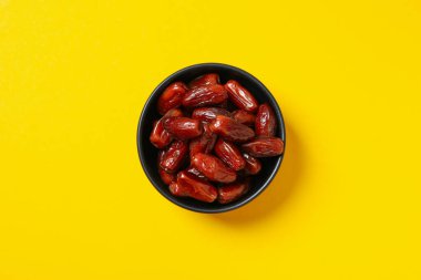 Concept of tasty food, dates, top view