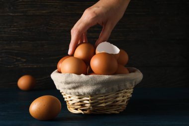 Concept of fresh and natural farm product - eggs