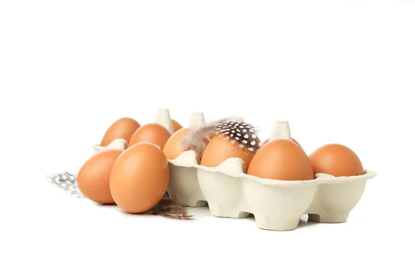 Ingrediente Para Hacer Desayuno Huevos Aislados Sobre Fondo Blanco — Foto de Stock