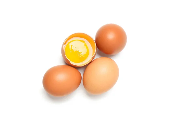 Ingrediente Para Hacer Desayuno Huevos Aislados Sobre Fondo Blanco —  Fotos de Stock