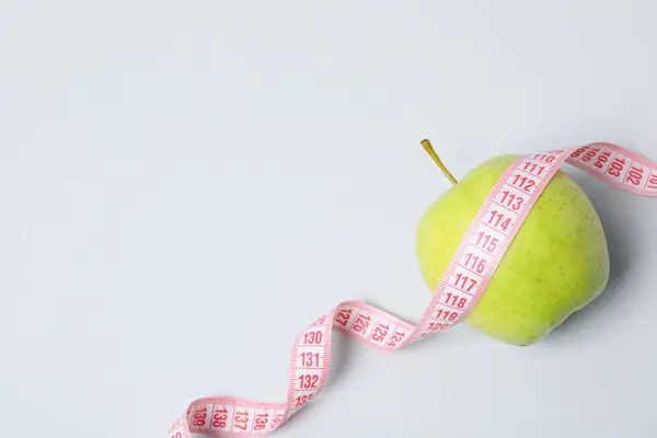 Dieet Gewichtsverlies Gezonde Levensstijl Samenstelling Met Meetlint Ruimte Voor Tekst — Stockfoto