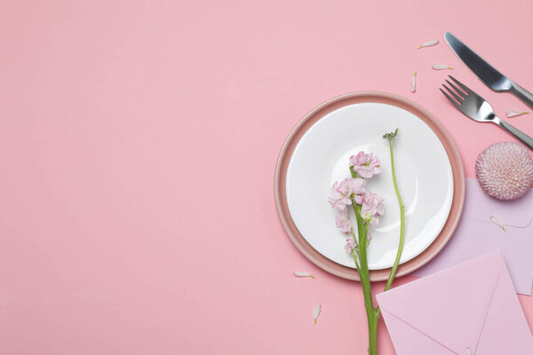 Концепция накрытия столов весеннего сезона, место для текста