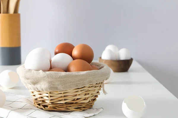 Concept of fresh and natural farm product - eggs