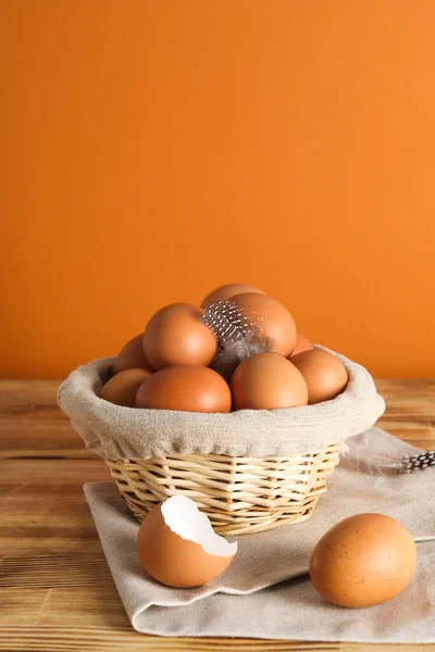 Concept Fresh Natural Farm Product Eggs Space Text — 图库照片