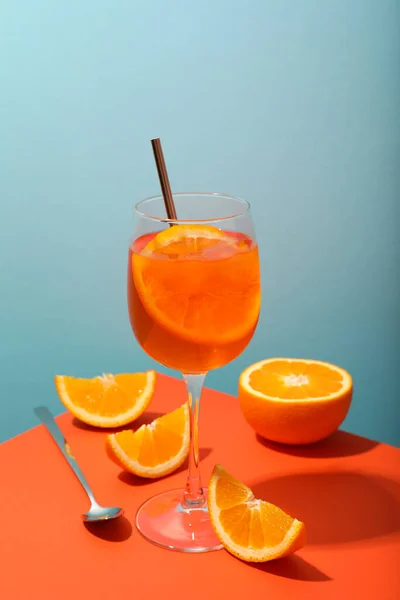 Conceito Bebida Alcoólica Saborosa Aperol Spritz — Fotografia de Stock