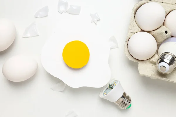 Яйця Цибулини Білому Тлі Вид Зверху — стокове фото